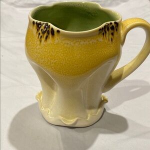 Signed Pottery Martha Grover Yellow and Green Ceramic Mug